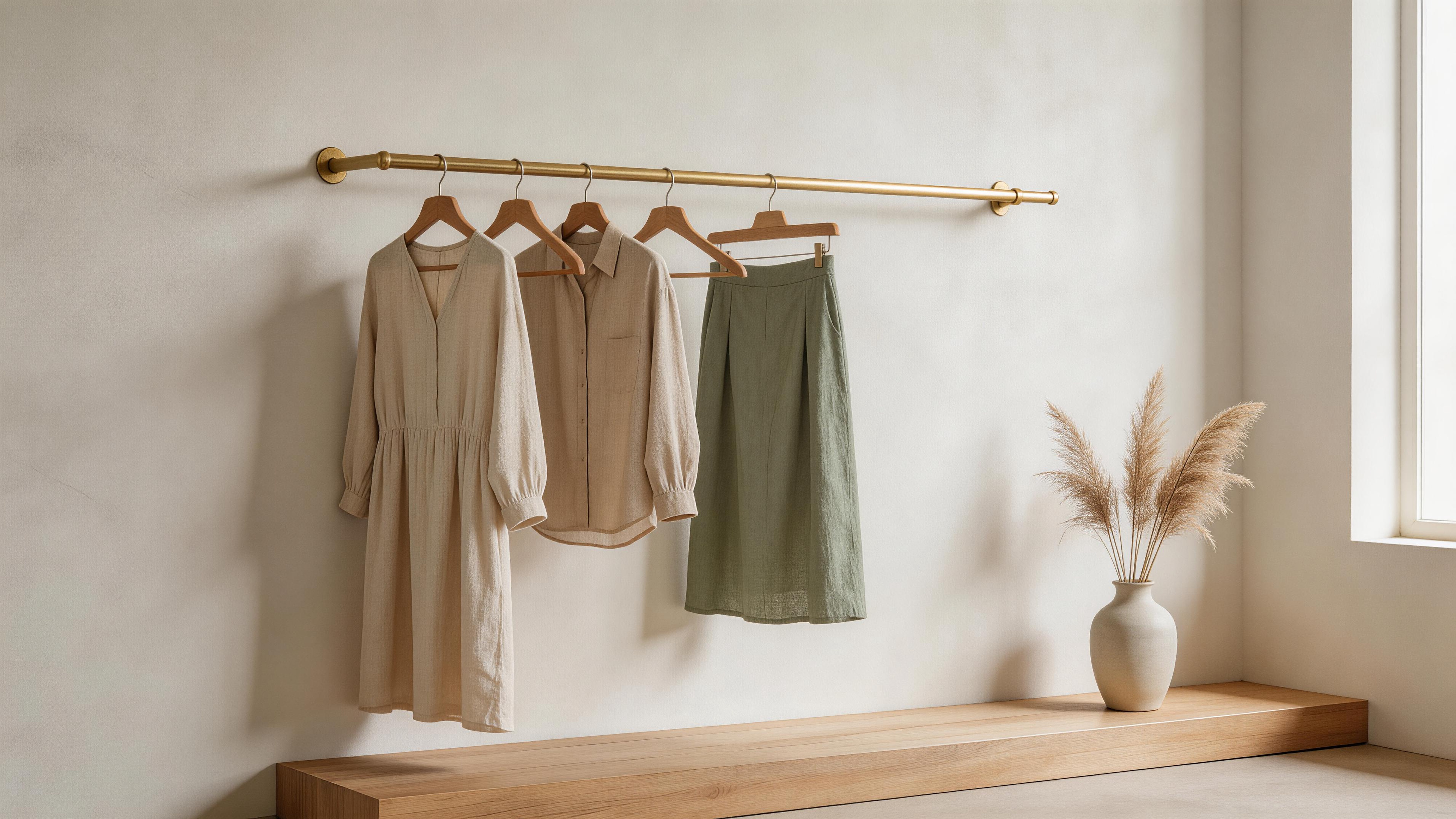 Wholesale hanger assortment styled for fashion retail presentation.