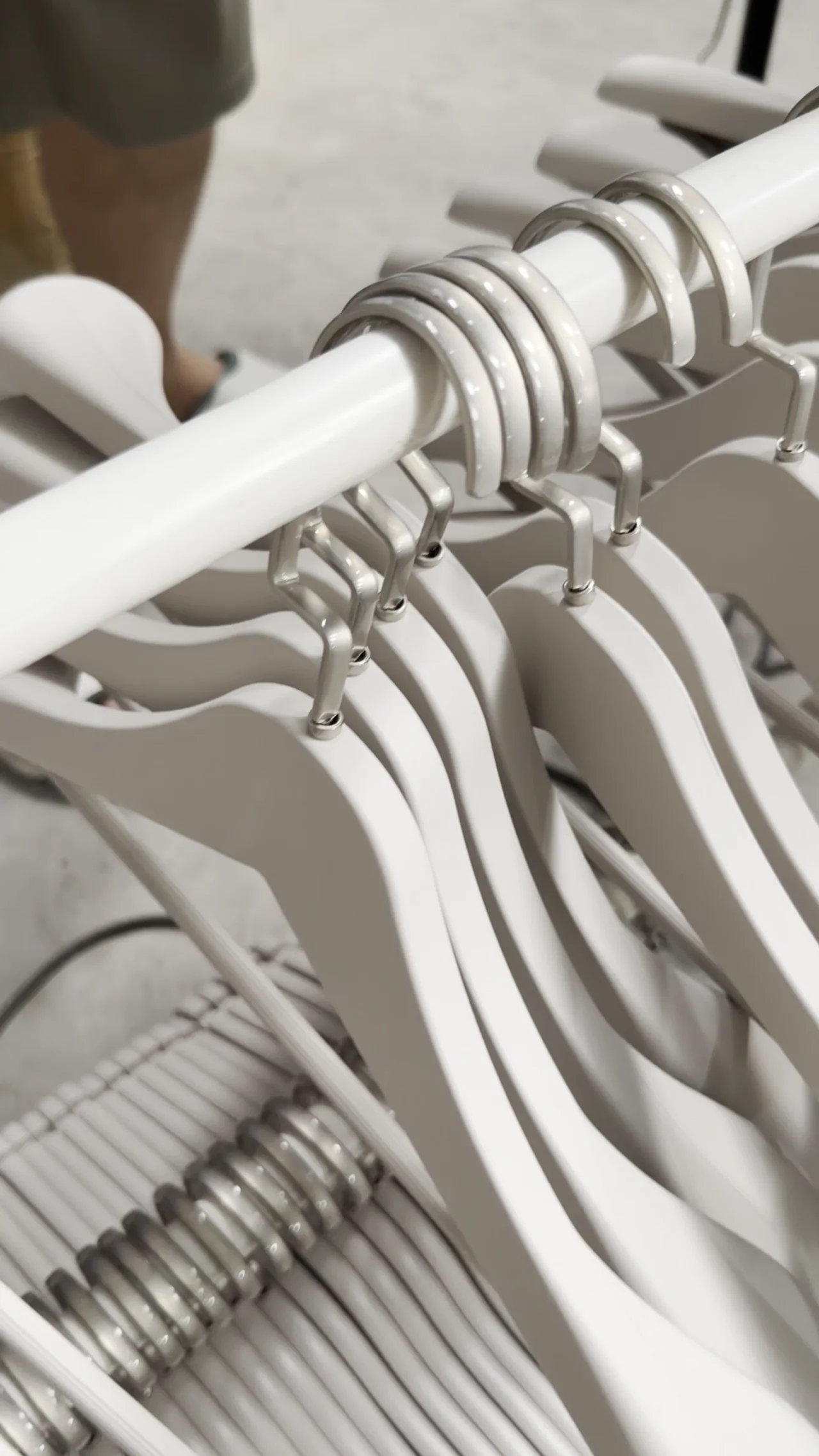 Batch of white hangers in the workshop